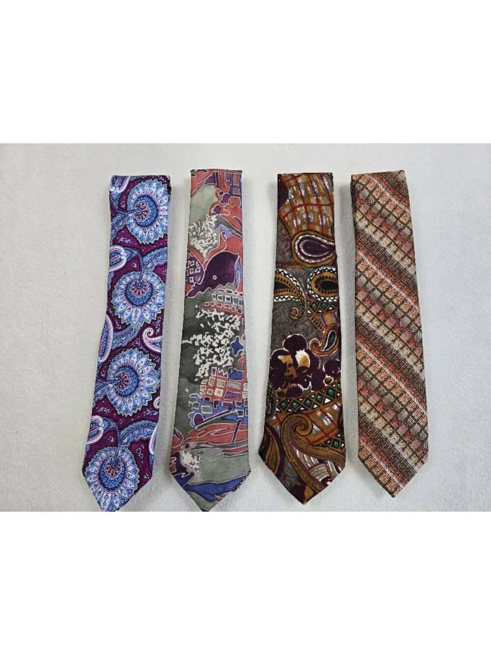 Mens Set Of 4 Vintage Ties Lucien Piccard Churchill